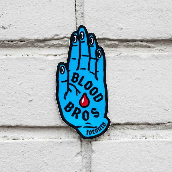 BLUE HAND VINYL STICKER • 2" x 4"